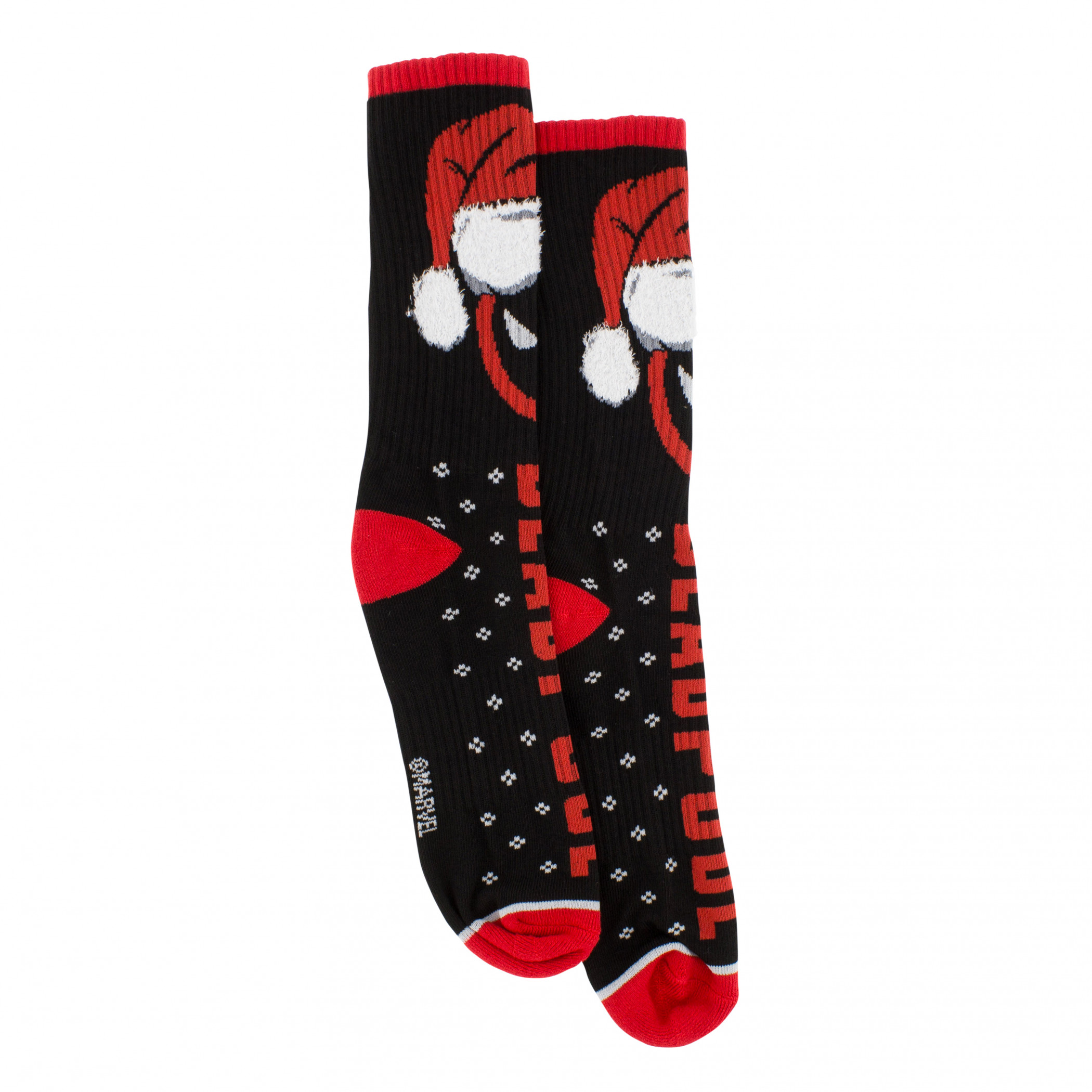 Deadpool Santa Claus Hat Logo Athletic Crew Socks